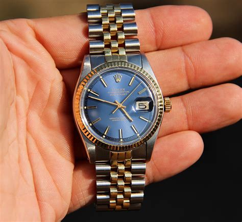 blue face two tone rolex|Rolex with tiffany blue dial.